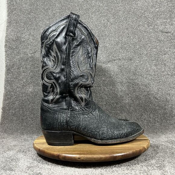 Tony Lama 6258 Vintage Mens Sz 9.5 EE Black Bull Shoulder Leather Cowboy Boots main image 7
